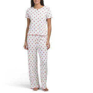 POPPY & CLAY Ivory 2pc Mushroom Tender Heart Pajama Set
